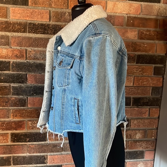Working Title Denim Faux Fur Jacket - Picture 2 of 6